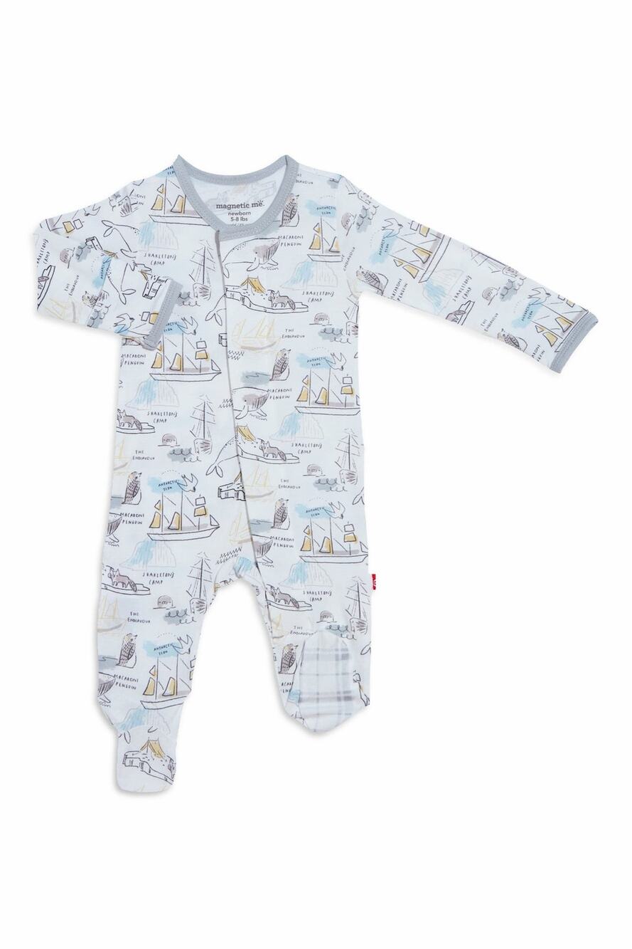 Magnetic Me Shakleton White & Gray Footie Sleeper Size 18-24 Months